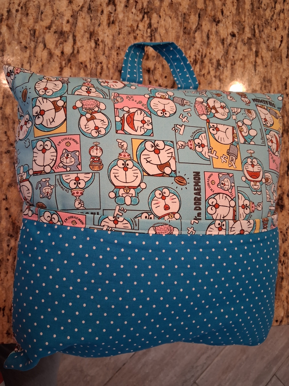 Doraemon Plush Cushion With Mascot Handle Compact Pillow